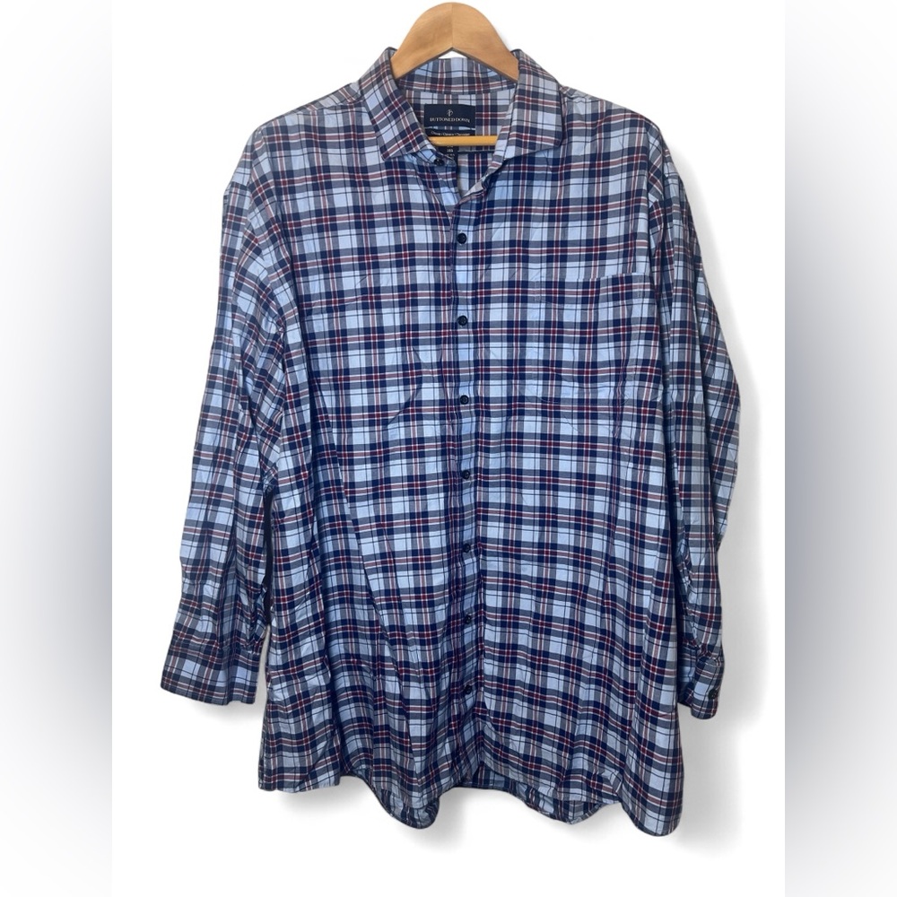 "Buttoned Down"‎ 100% Pima Cotton Button Up Classic Fit Plaid Preppy Shirt 3XL